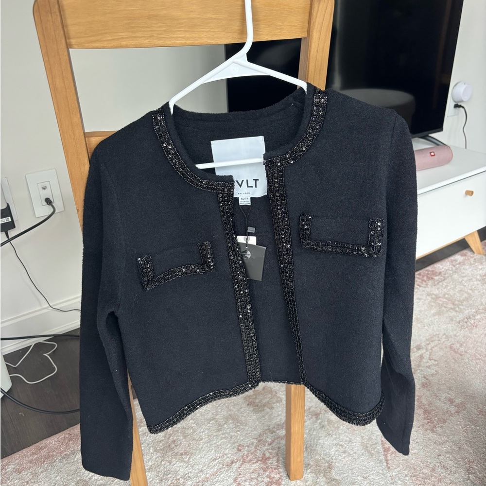 NVLT Black Jacket with Textured Trim